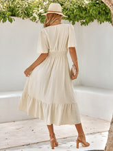 Women's dress summer new V-neck ruffle sleeves solid color